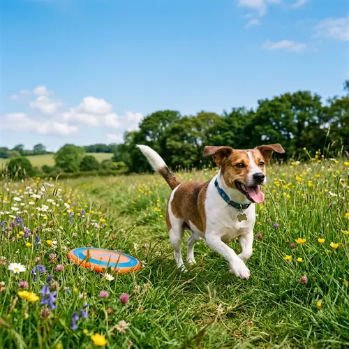 Adorable Mixed Breed Dog Playing Fetch Outdoors