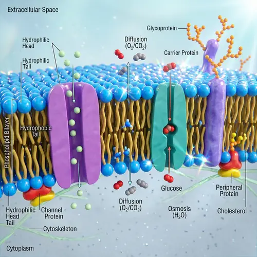 Detailed Biological Cell Membrane Illustration