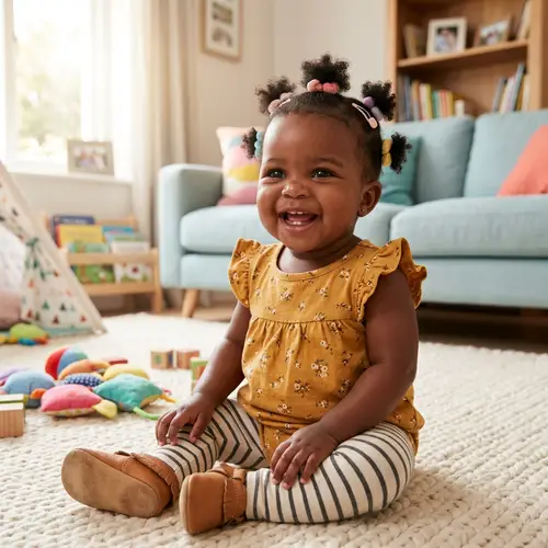Adorable Black Baby Girl with Ponytails