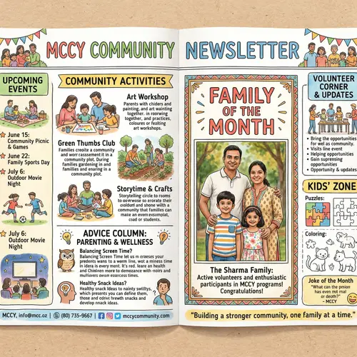 Colorful Family Newsletter for MCCY Community Organization