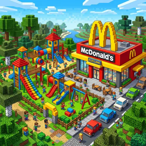 Minecraft McDonald's: Colorful Playground Adventure