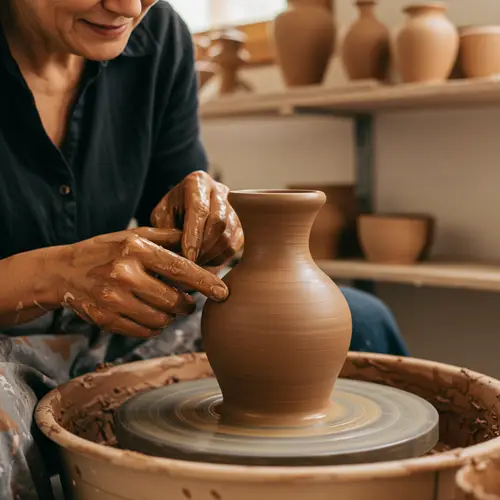Skilled Potter Shaping a Clay Vase