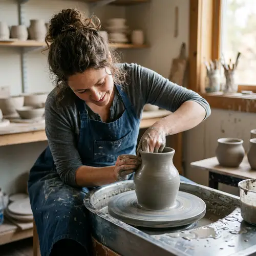 Skilled Potter Shaping a Clay Vase