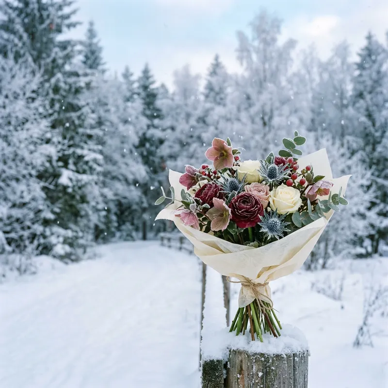 Winter Birthday Bouquet | Charming Frosty Florals Winter Birthday Bouquet | Charming Frosty Florals