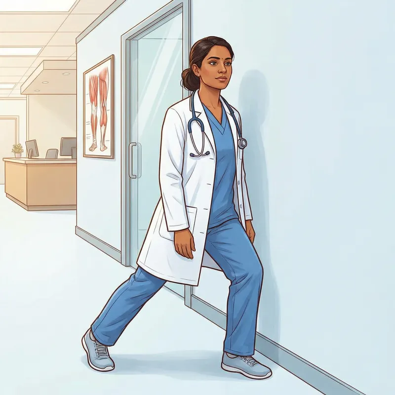 Professional Female Doctor Demonstrating Calf Stretch