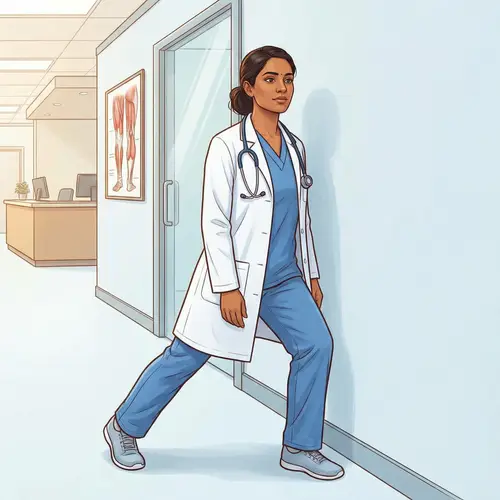 Professional Female Doctor Demonstrating Calf Stretch