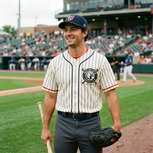 Baseball Player in Custom Logo Uniform