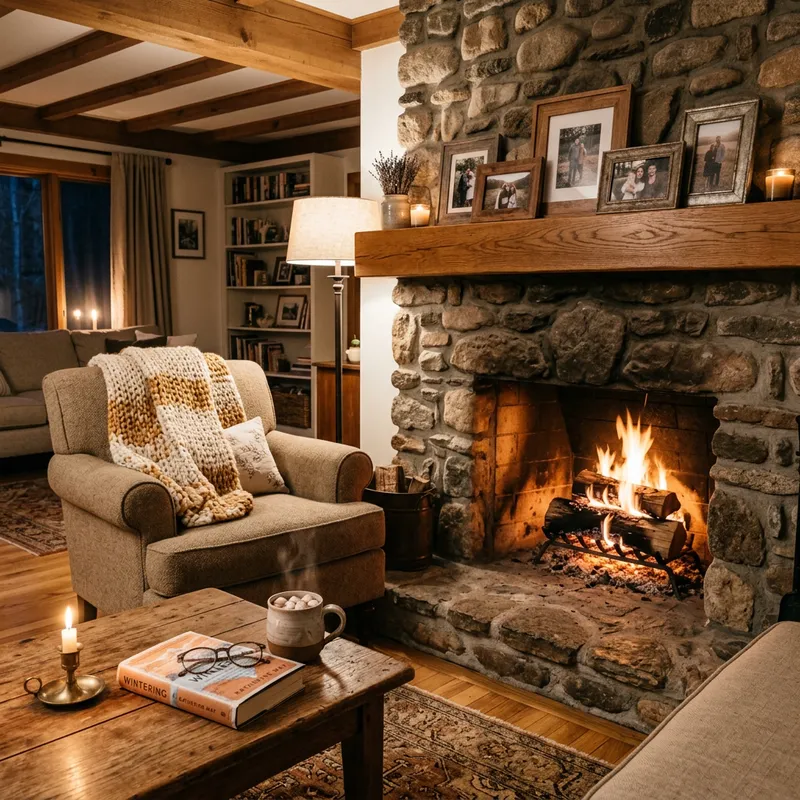 Vintage Stone Fireplace in Cozy Home Setting | Home Decor Ideas Vintage Stone Fireplace in Cozy Home Setting | Home Decor Ideas
