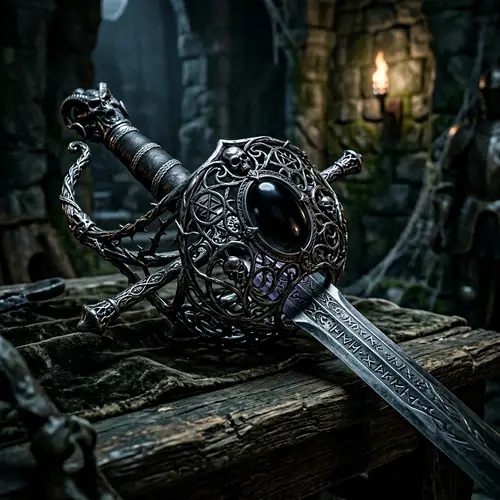 Elegant and Dangerous Cursed Rapier with Intricate Details