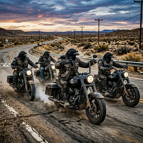 Crows Rock Band: Biker Gang on Motorbikes