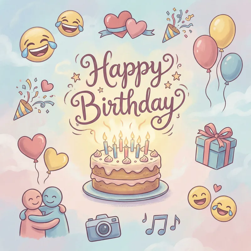 Heartfelt Birthday Greeting for Childhood Friend with Emojis