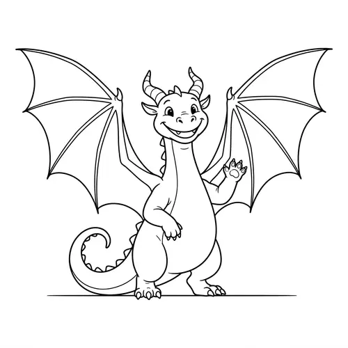 Cute Monochrome Dragon Illustration | Minimalist Comic Style Art