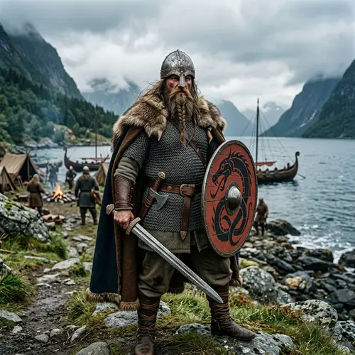 Bearded Viking Warrior with Sword