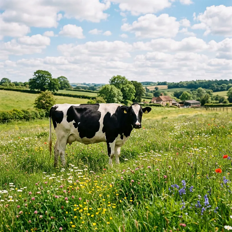 Una Vaca in a Lush Green Pasture Una Vaca in a Lush Green Pasture