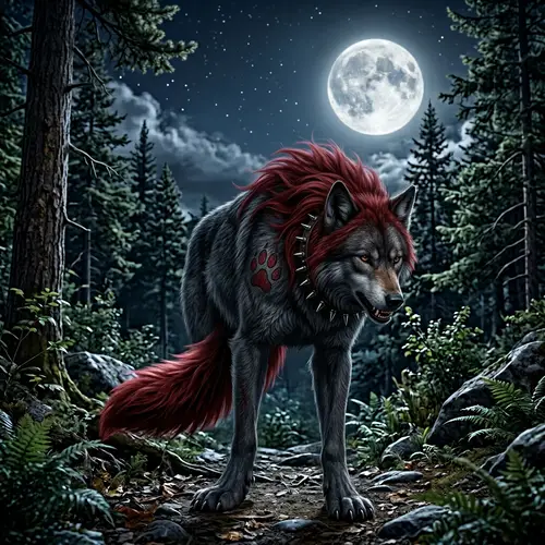 Male Wolf with Red Hair and Amber Eyes