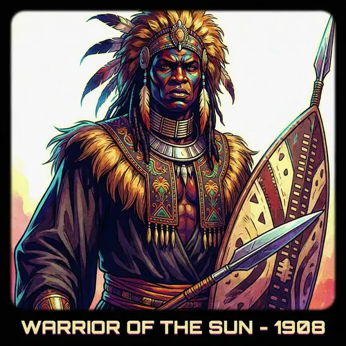 Afrofuturism Warrior: Intense Gaze and Vibrant Colors
