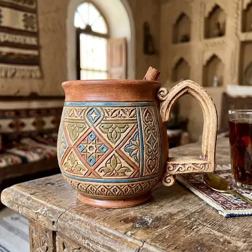 Handmade Qatif-Inspired Ceramic Mug