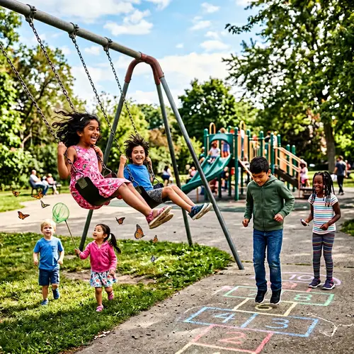 Multicultural Children Playing at Park | Joyful Childhood Scene
