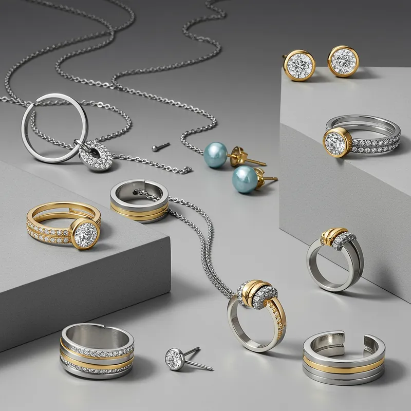 Elegant Stainless Steel and Gold Jewelry Collection