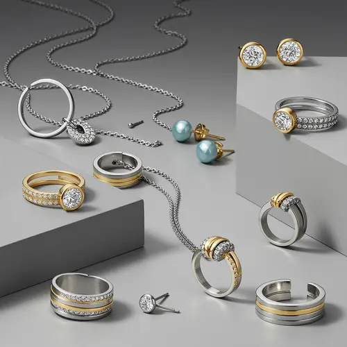 Elegant Stainless Steel and Gold Jewelry Collection