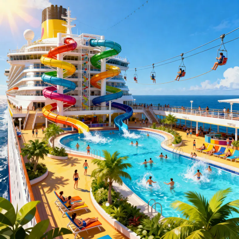 Colossal Cruise Liner with Thrilling Aquatic Playgrounds