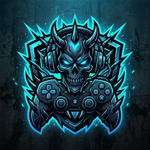 Brutal Gaming Logo: Neon Blue & Black Design
