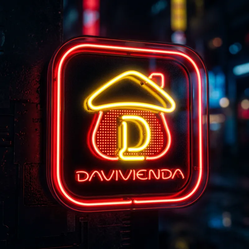 Davivienda App Icon: Neon and LED Style