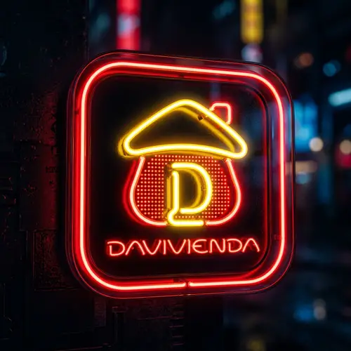Davivienda App Icon: Neon and LED Style