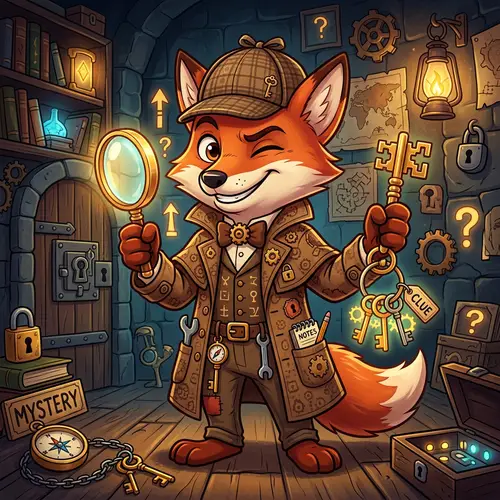Cartoon Mascot for Escape Room: Mysterious & Playful