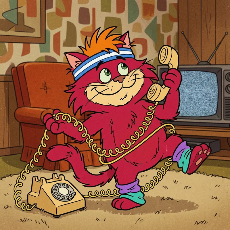 Retro Red Hair Cartoon Cat from the 80s