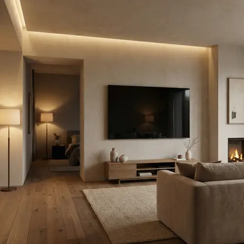 Stylish Modern Living Room with 100-Inch TV