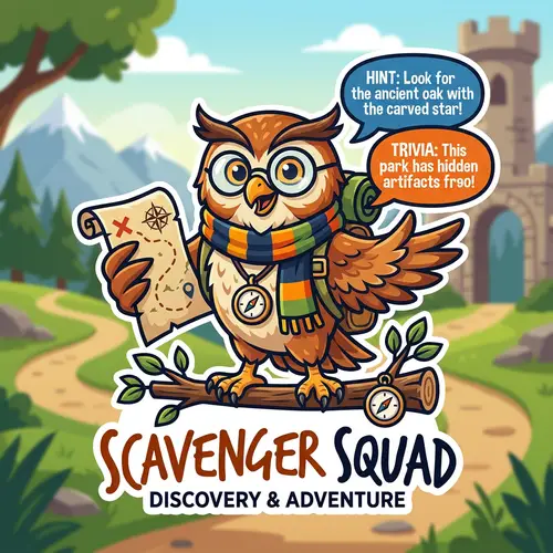 Adventurous Owl Mascot Logo for Scavenger Hunts
