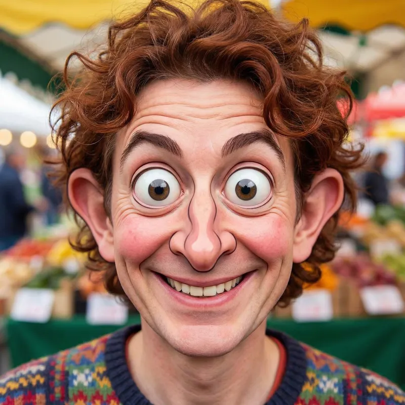 Comedic Face Portraits with Exaggerated Features