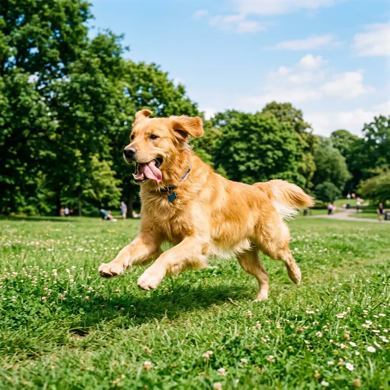 Playful Golden Retriever Enjoying the Park | Dog Photography