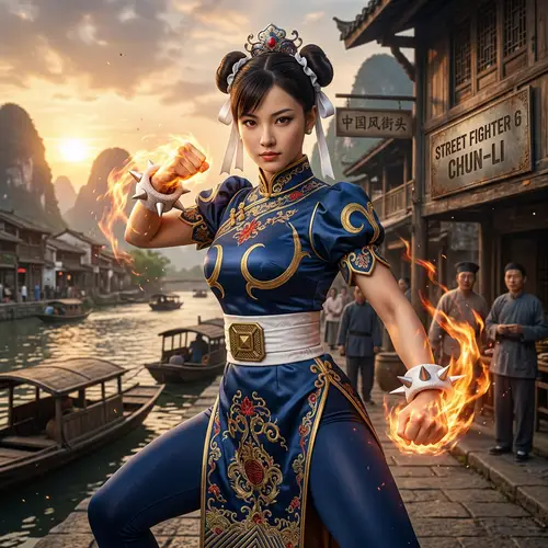 Realistic Chun-Li Costume Photoshoot with Chinese Actress