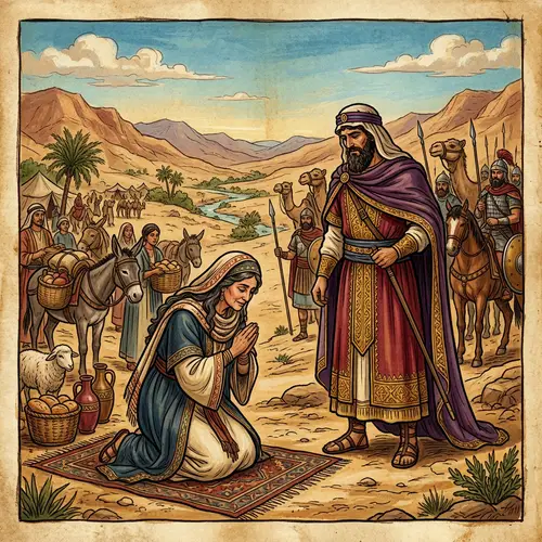 Biblical Illustration: Abigail Bows to David