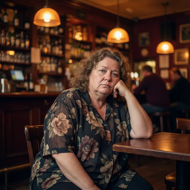 Emotive Portrait of a Middle-Aged Model at a Bar Emotive Portrait of a Middle-Aged Model at a Bar