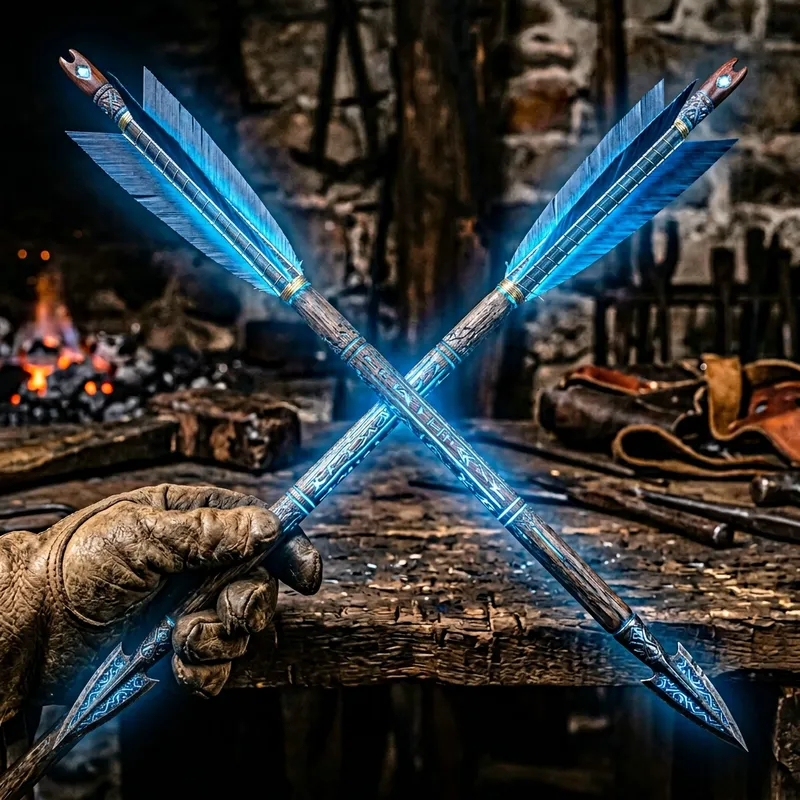 Glowing Blue Arrow - Craftsmanship Meets Magic Glowing Blue Arrow - Craftsmanship Meets Magic