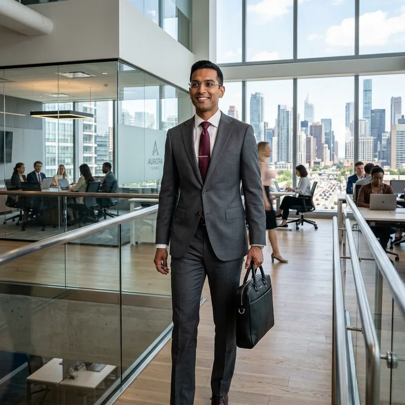 Professional South Asian Man in Business Attire