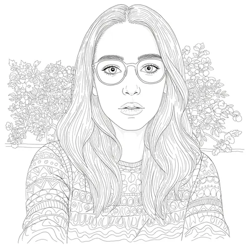 Black and White Coloring Page for Friends