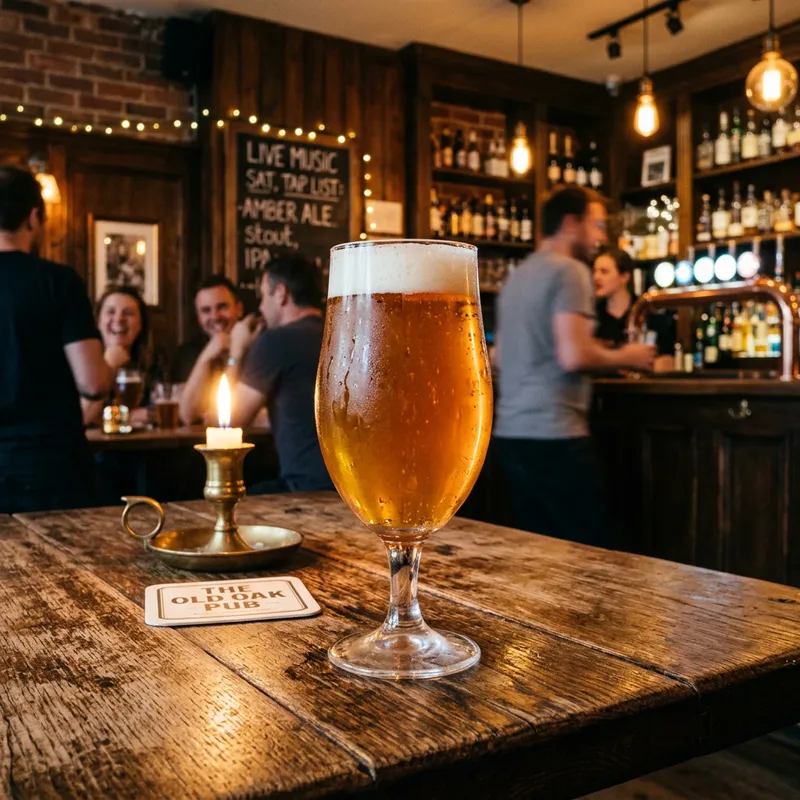 Craft Beer on Rustic Bar Table Craft Beer on Rustic Bar Table
