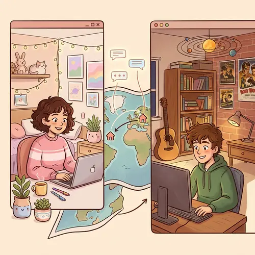 Cute Animated Chat: PG Girl & Room Boy on Bumble Map View