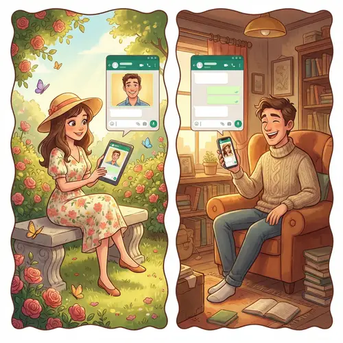 Animated Couple Chatting in Unique Locations | Charming Bumble Conversation