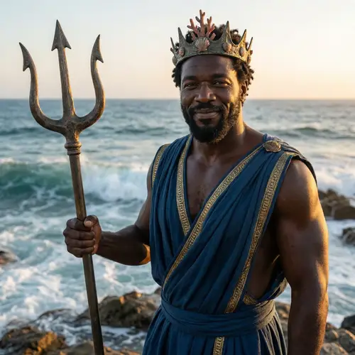 Poseidon: Greek God of the Sea - Majestic African Portrayal
