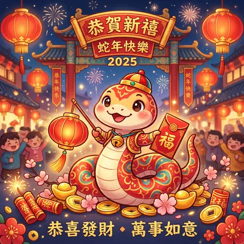 Cute Chinese Snake New Year Greetings