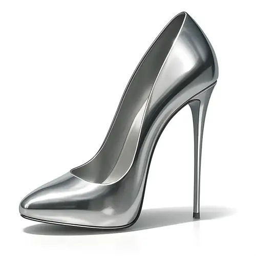 Stiletto Heel on Shiny Metallic Shoe