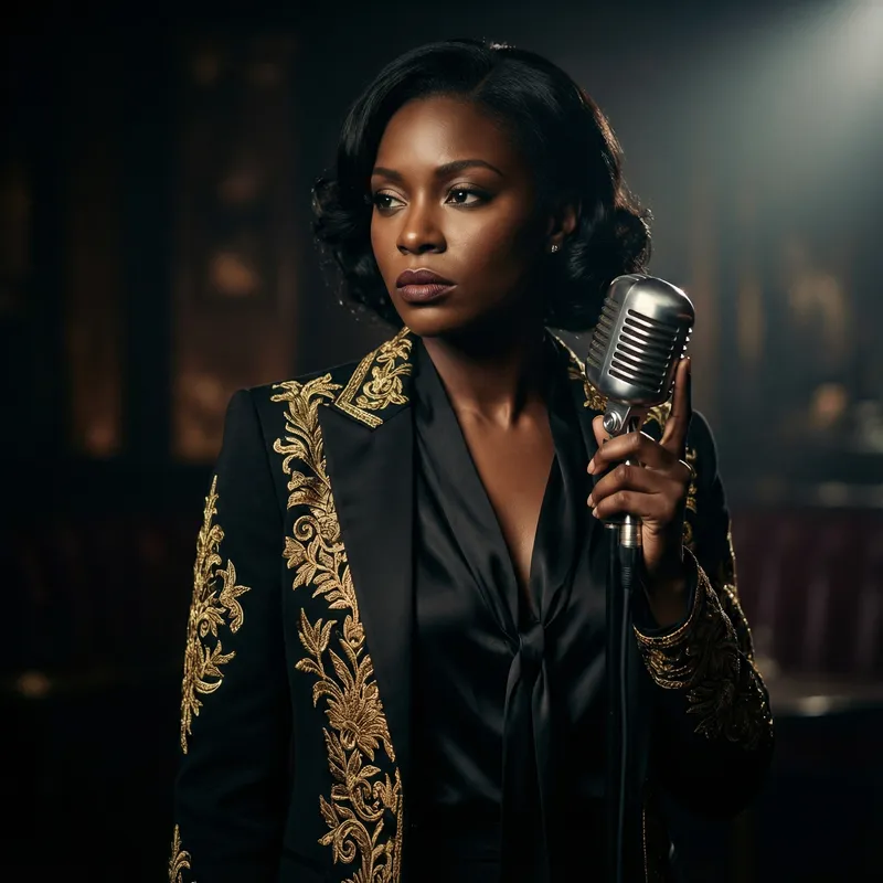 Elegant Black Female Singer Portrait Elegant Black Female Singer Portrait