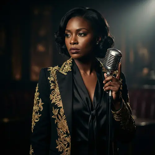 Elegant Black Female Singer Portrait