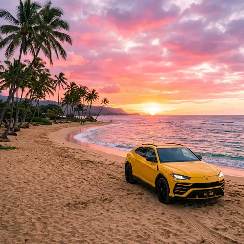 Stunning Beach Sunset with Lamborghini Urus
