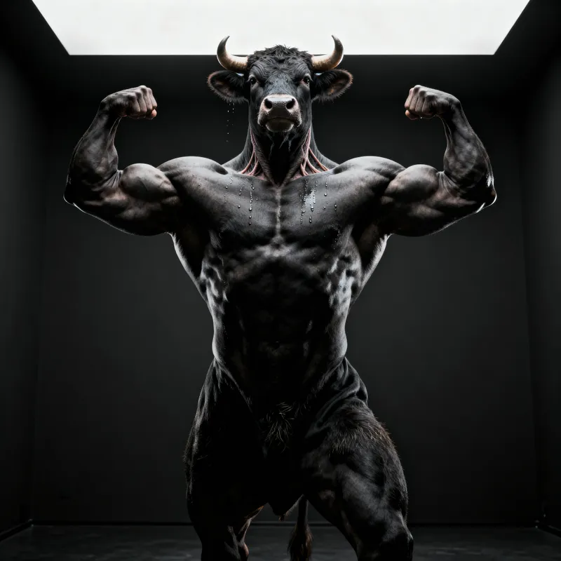Muscular Cow Flexing - Photorealistic Art
